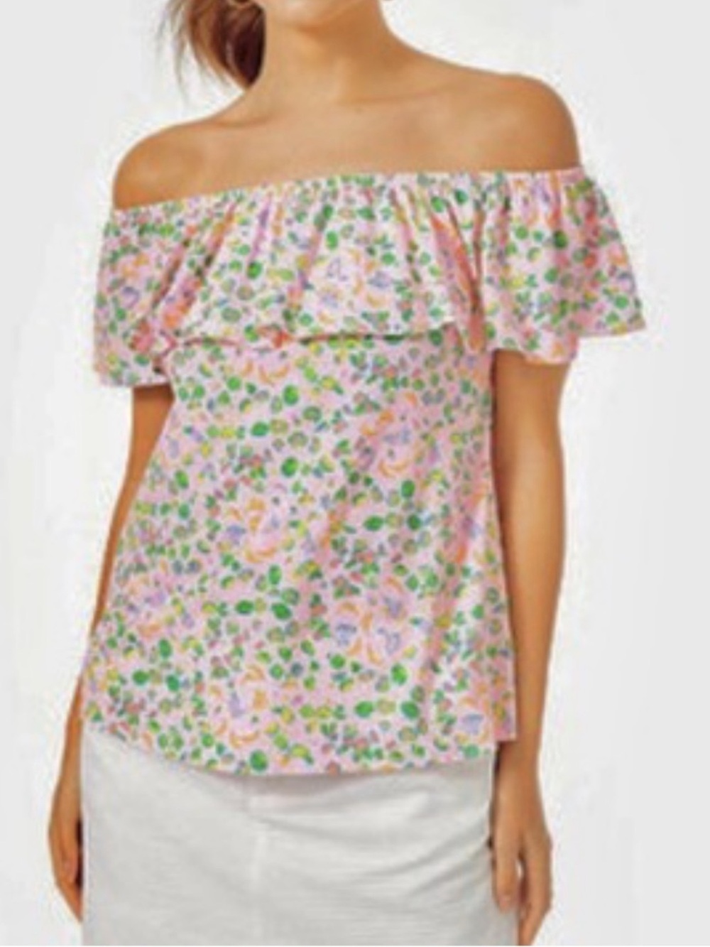 NWT Lilly Pulitzer LA FORTUNA TOP LIL JUICY FRUIT Off-Shoulder Top Size XS